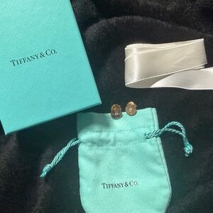 Tiffany & Co. Gold Disc Stud Earrings with Signature Blue Pouch